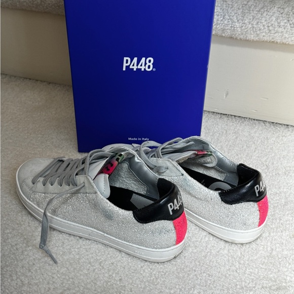 P448 John Sneakers. US Sz 7 (Italy Sz 37). Sparkly white & multi colored trim. - Picture 5 of 8